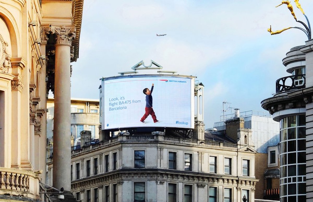 a large billboard on top of a building