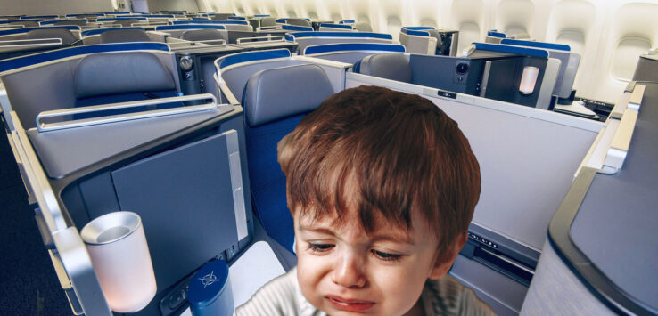a child crying in an airplane