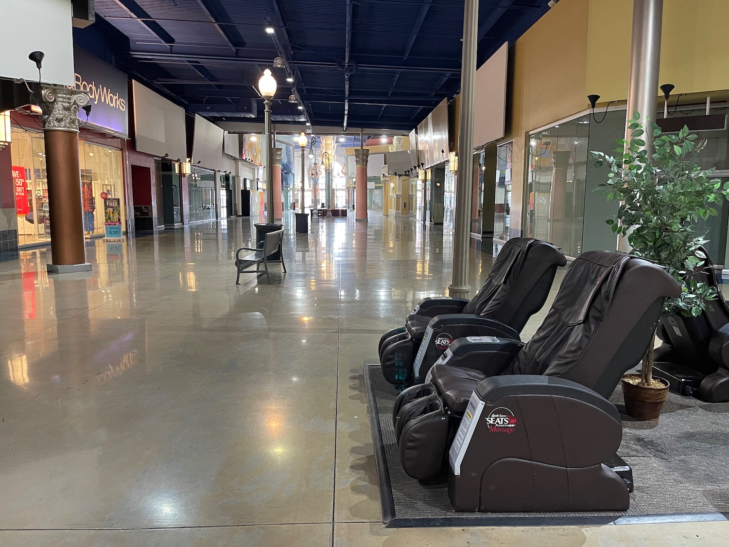 a massage chairs in a mall