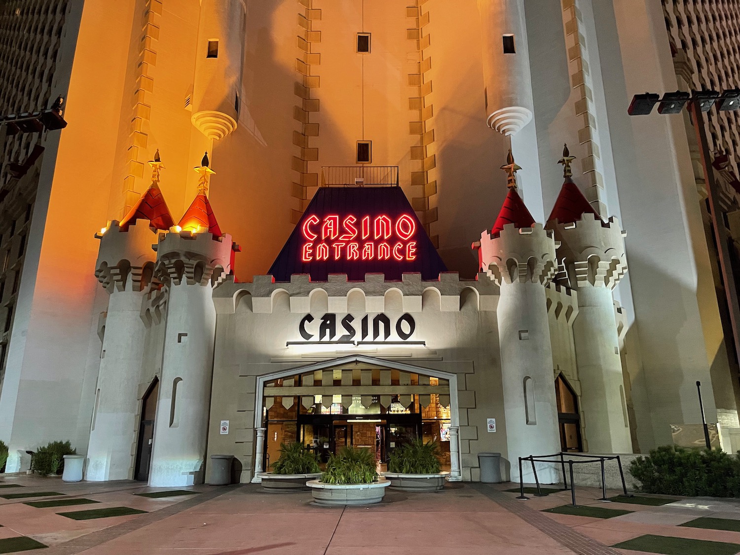 a building with a casino sign