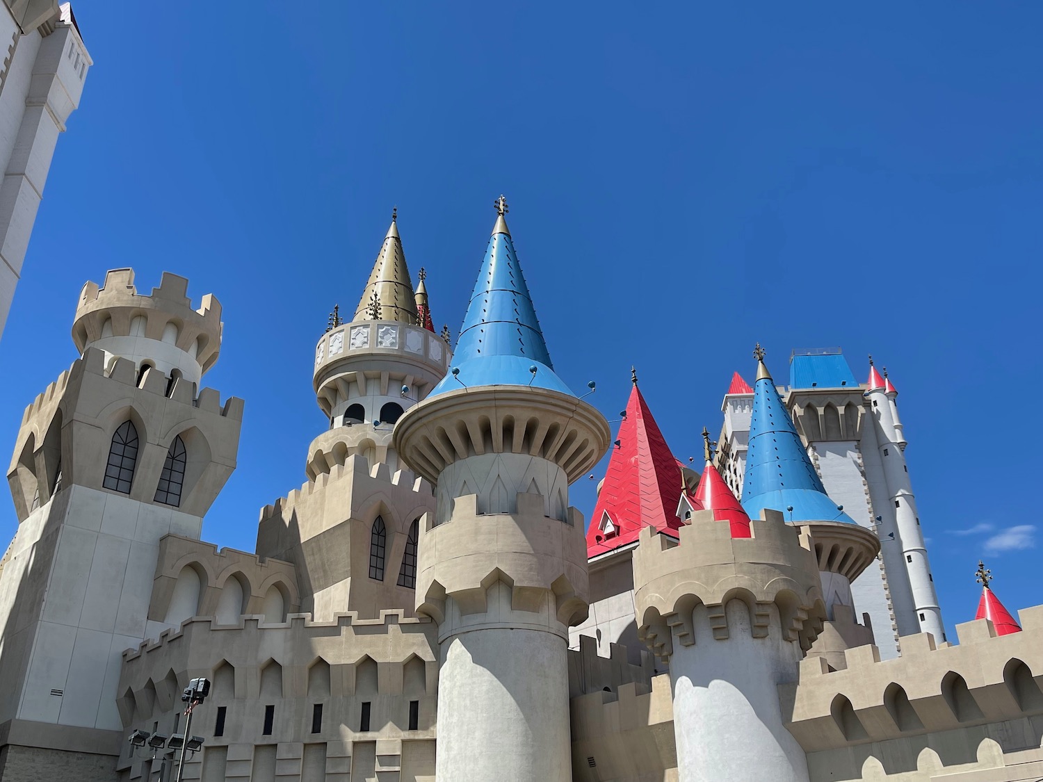 a castle with colorful towers