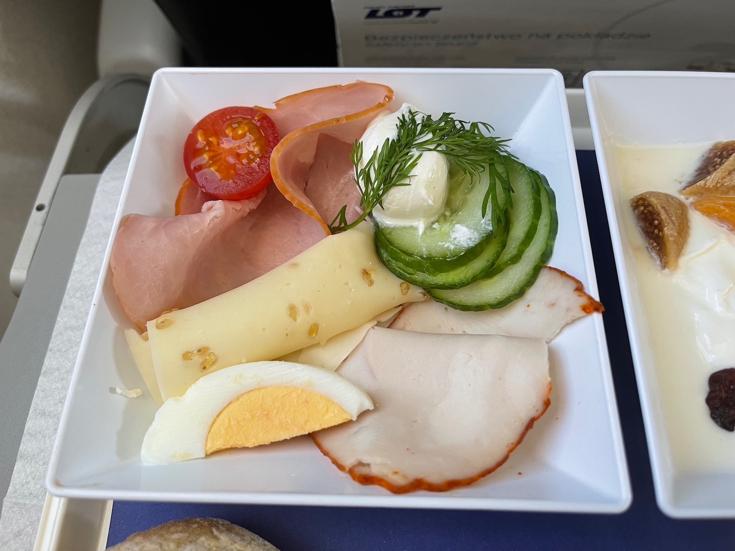 a plate of food on a tray