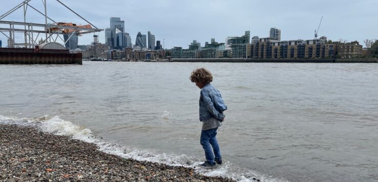 a child standing in the water