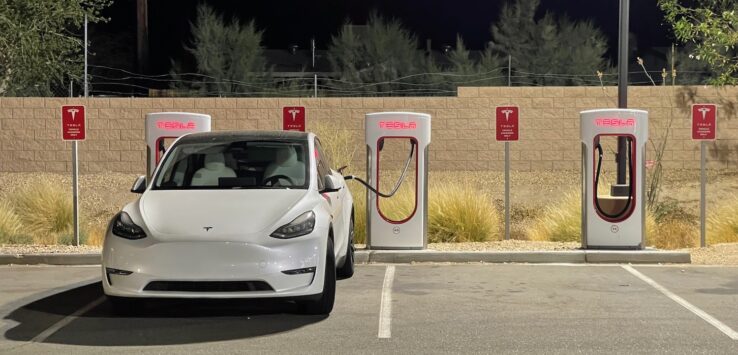 Collapsed Tesla Supercharger