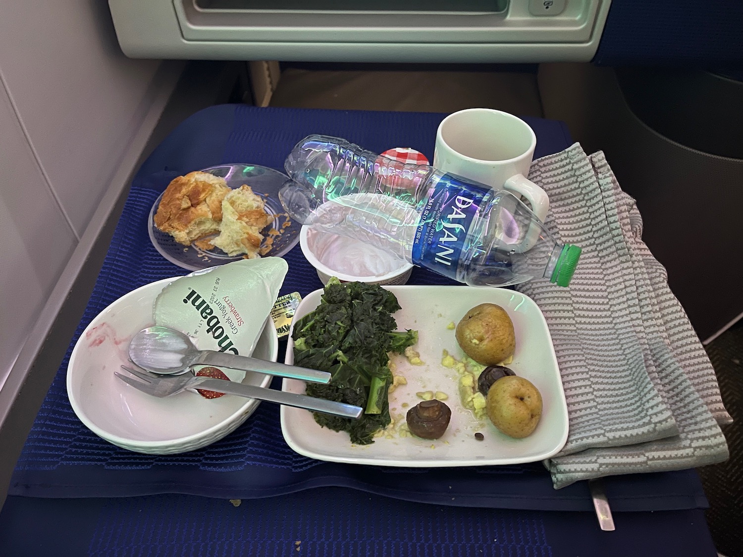 a plate of food on a tray