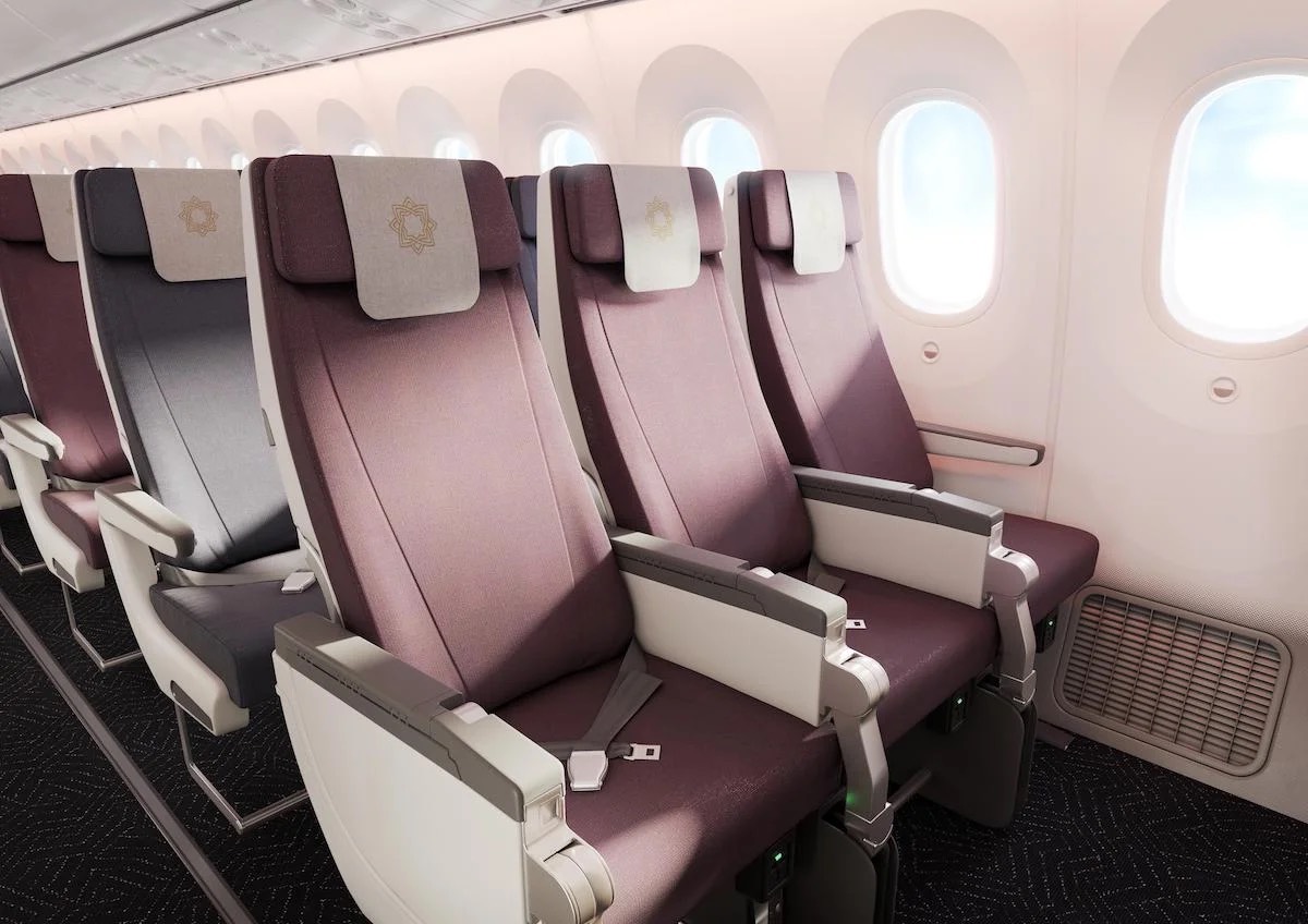 a row of seats in an airplane