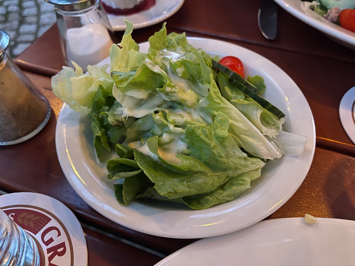 a plate of salad on a table