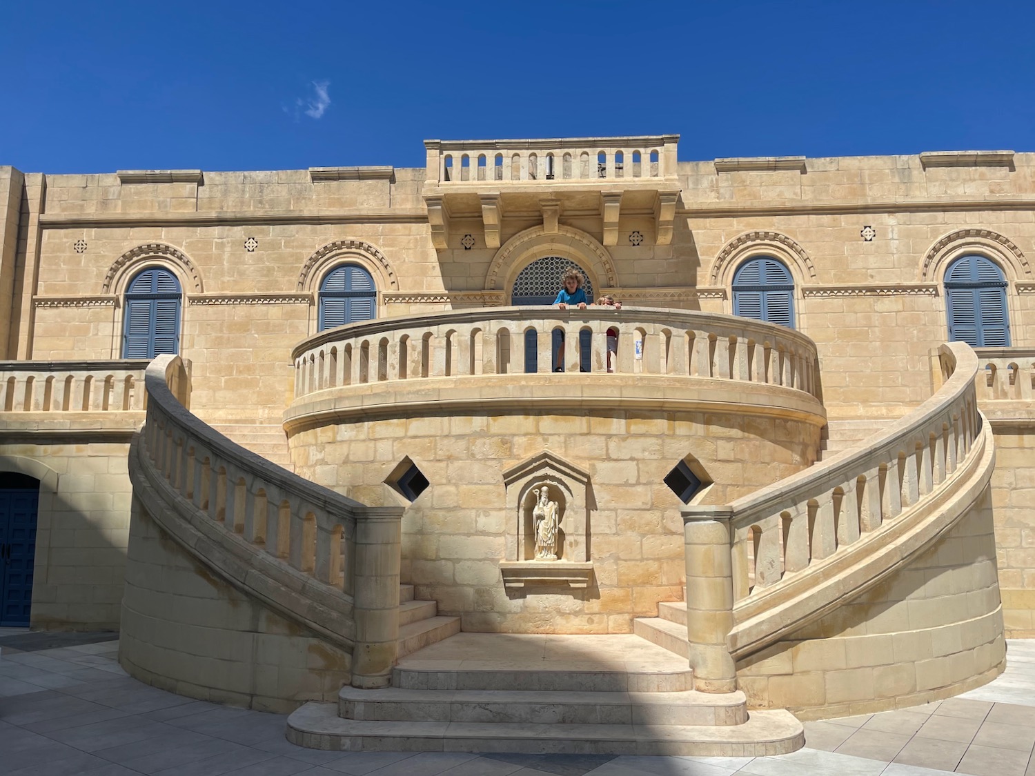 a building with a stone staircase