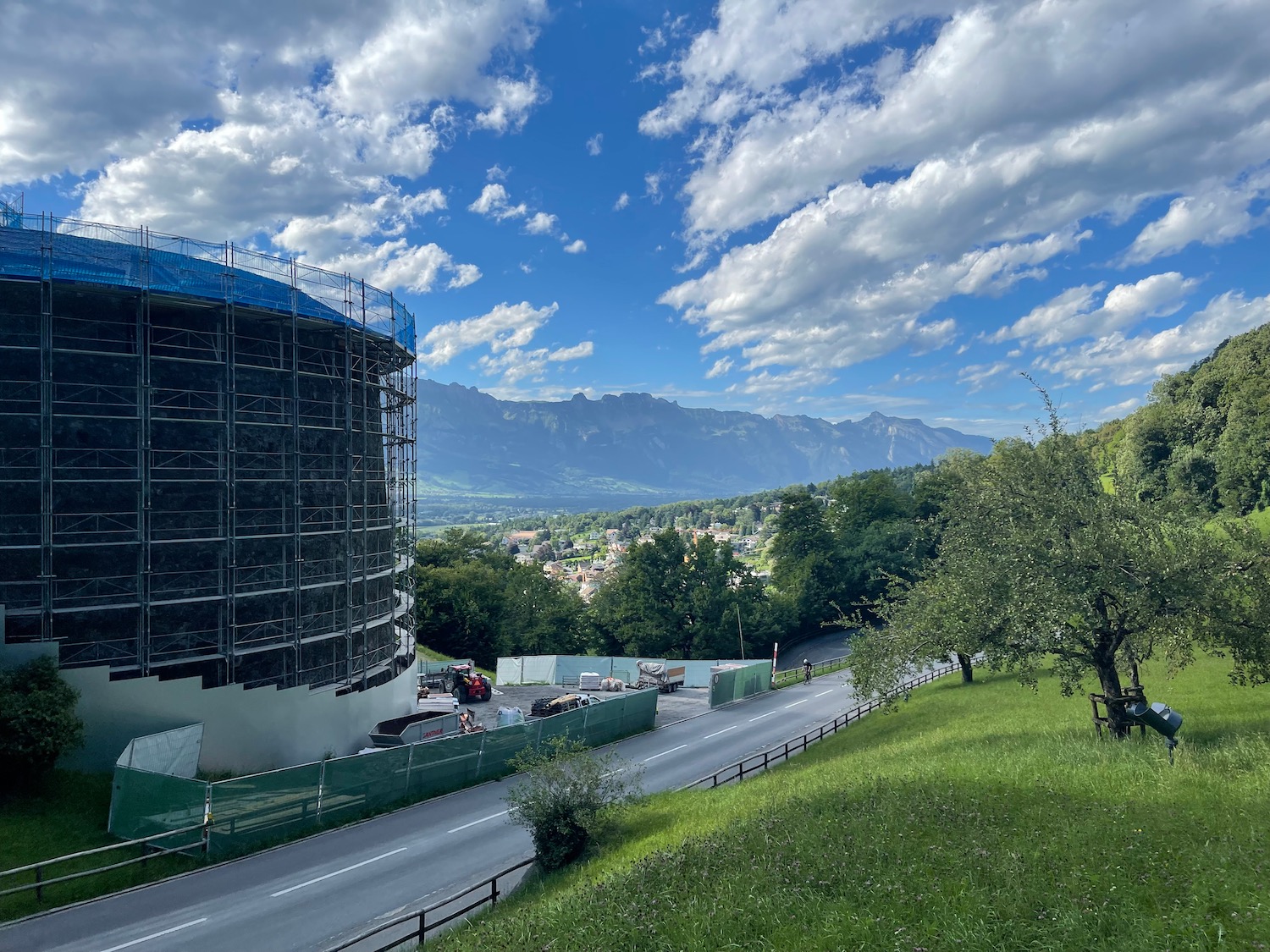 a road with a building under construction