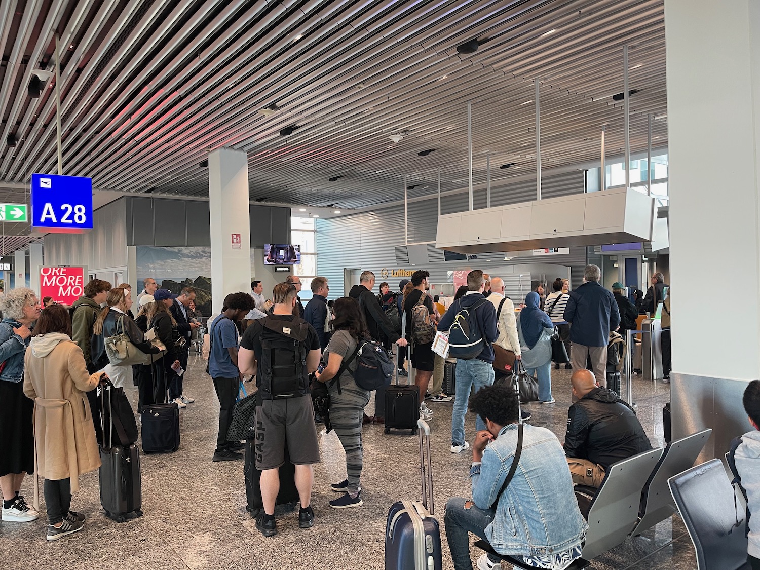 a group of people in a terminal