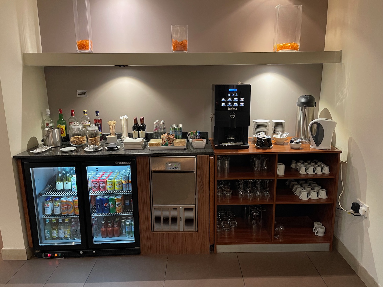 a coffee bar with drinks and beverages