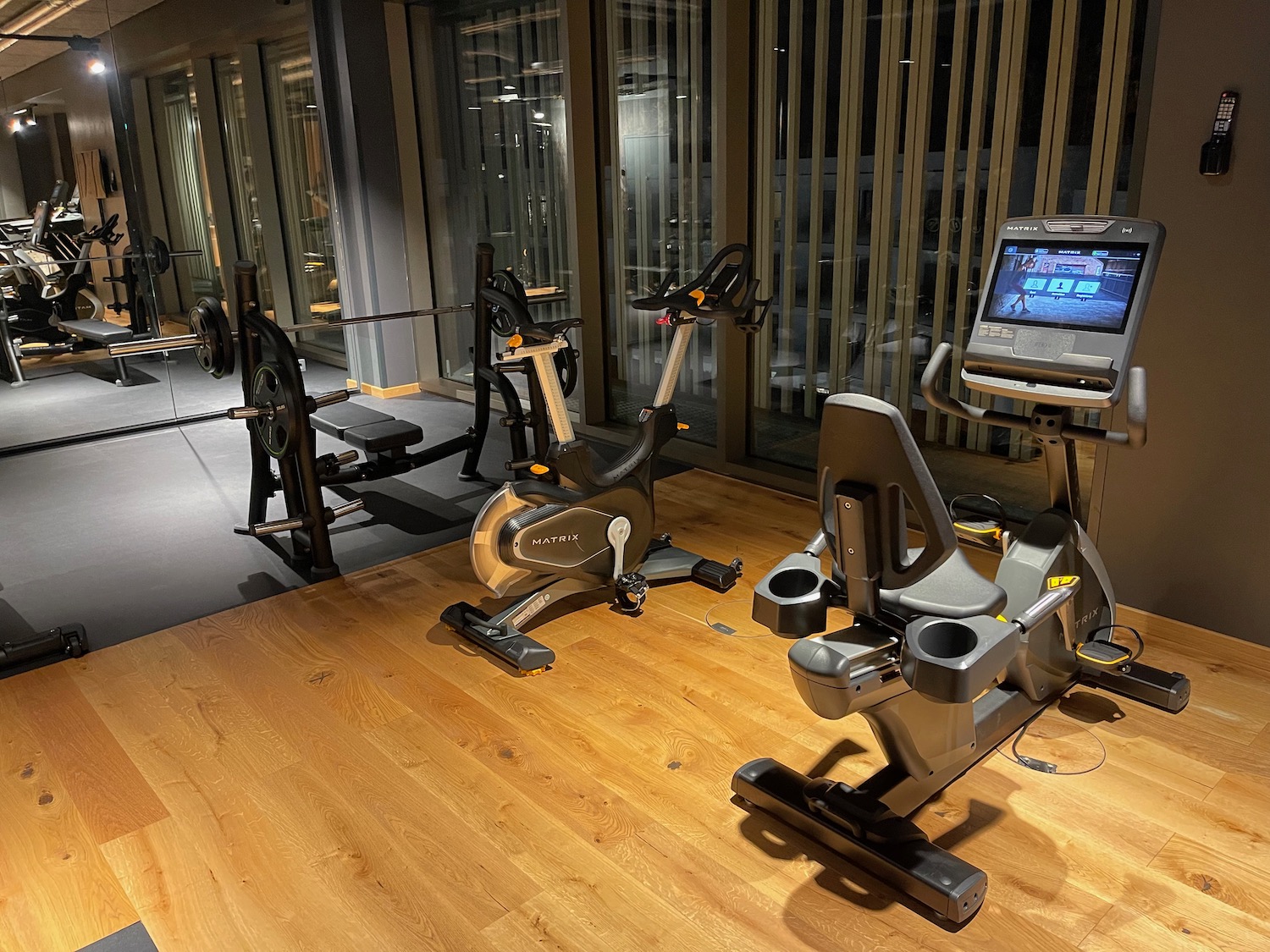 a room with exercise equipment