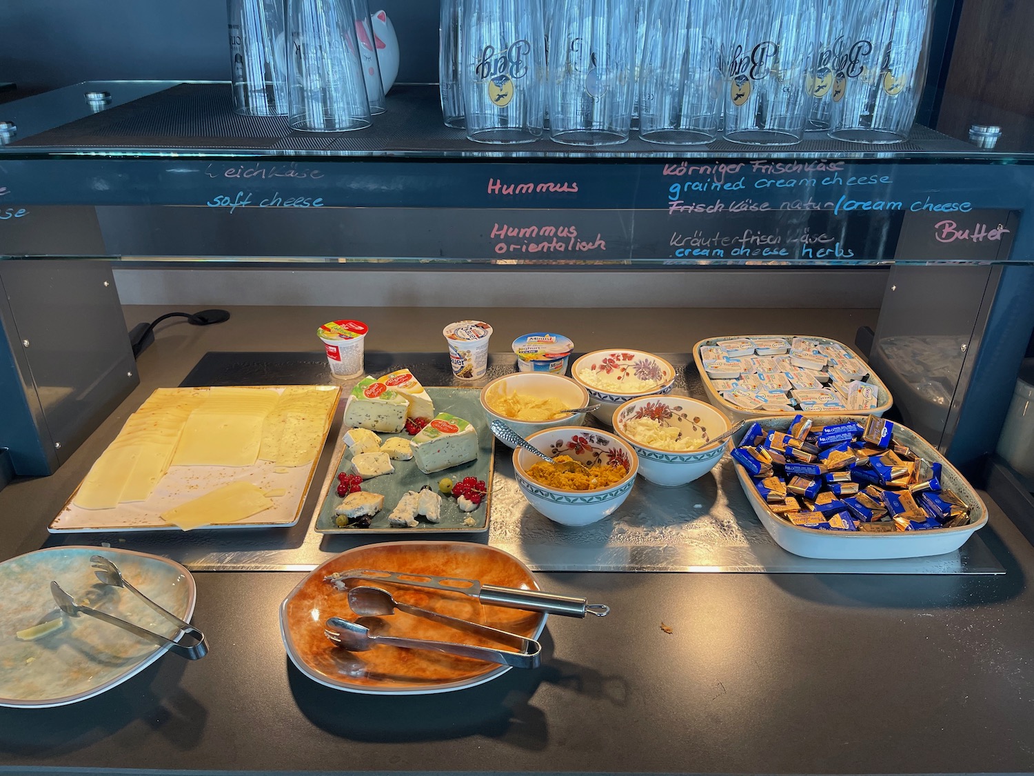 a table with different types of food on it