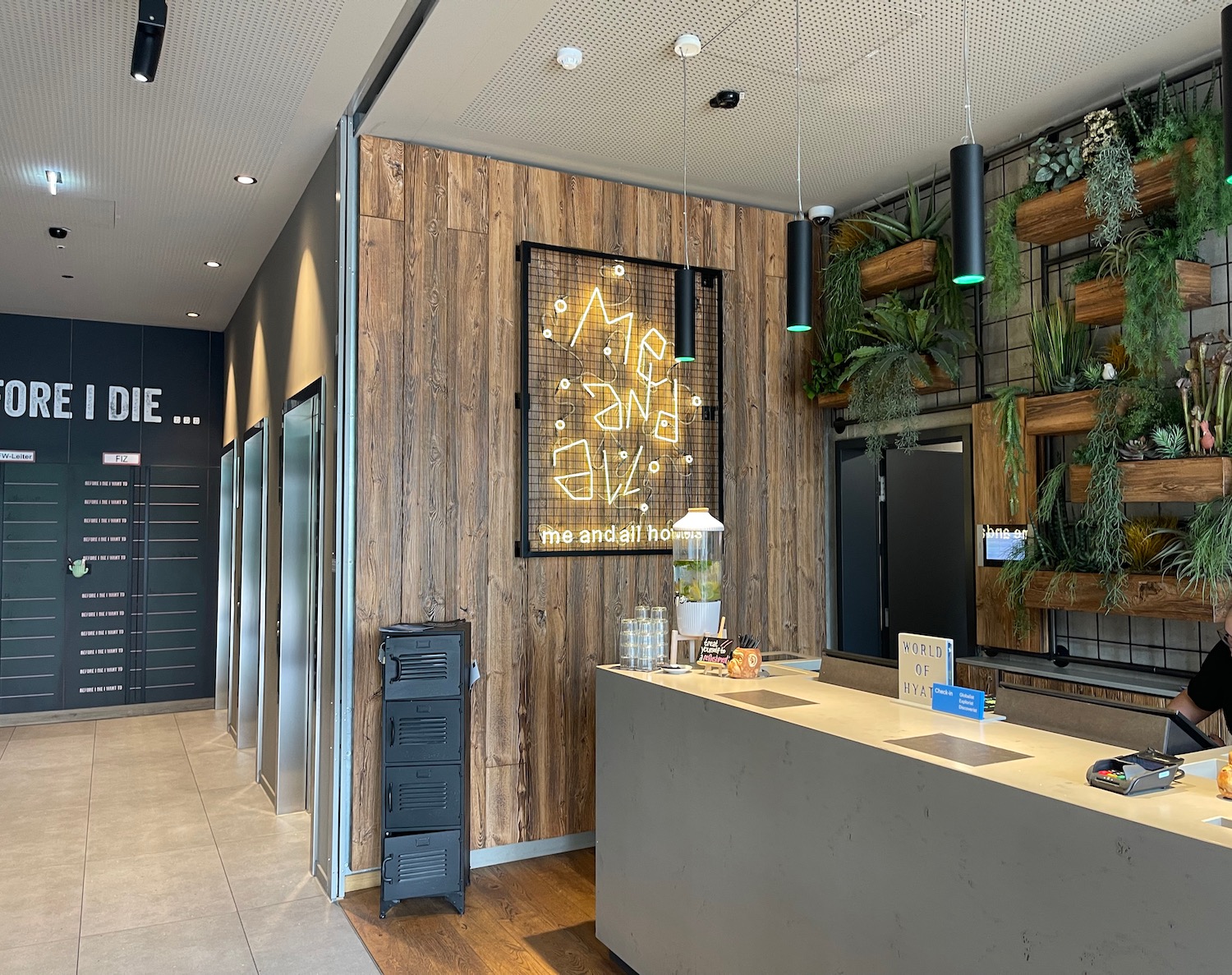 a reception desk in a building