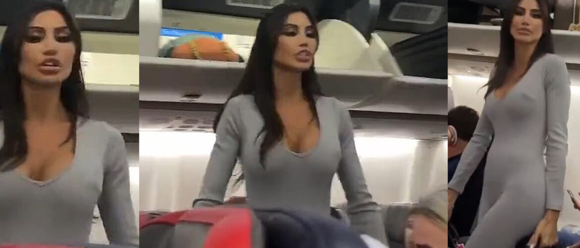a woman standing on a plane