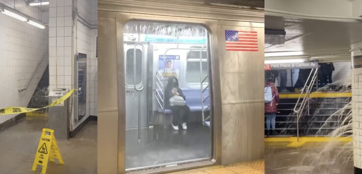 a person sitting on a subway train