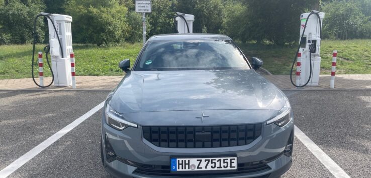 a car parked at a charging station