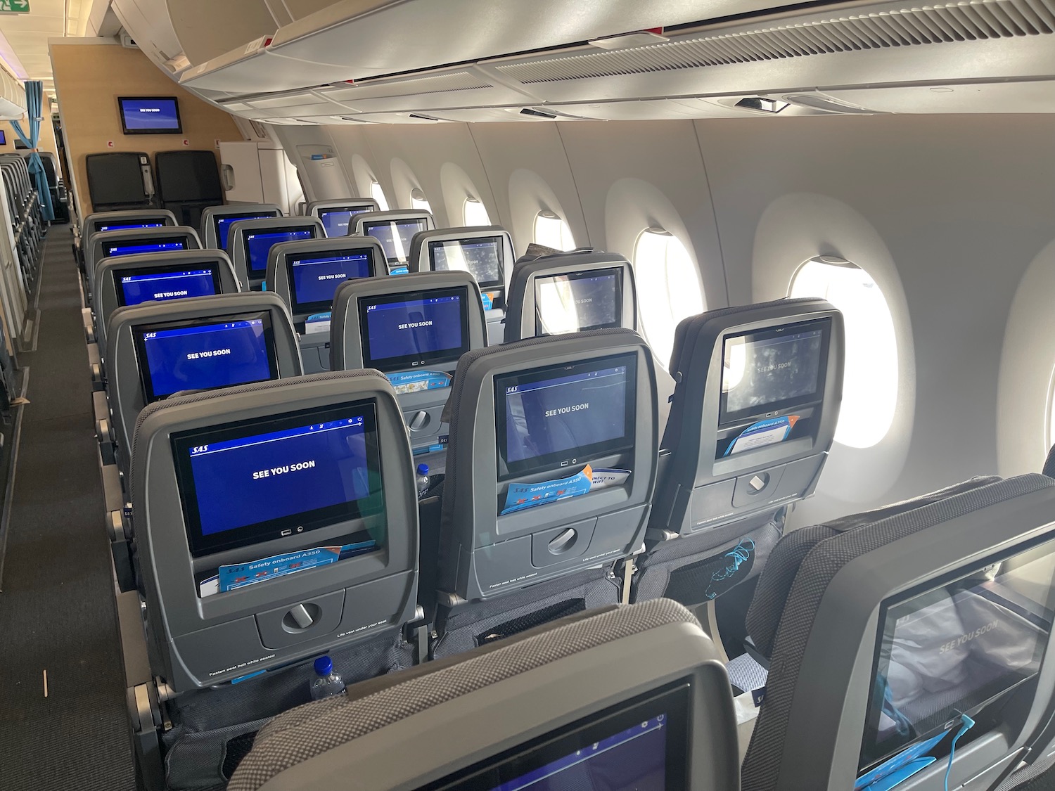 a row of seats on an airplane