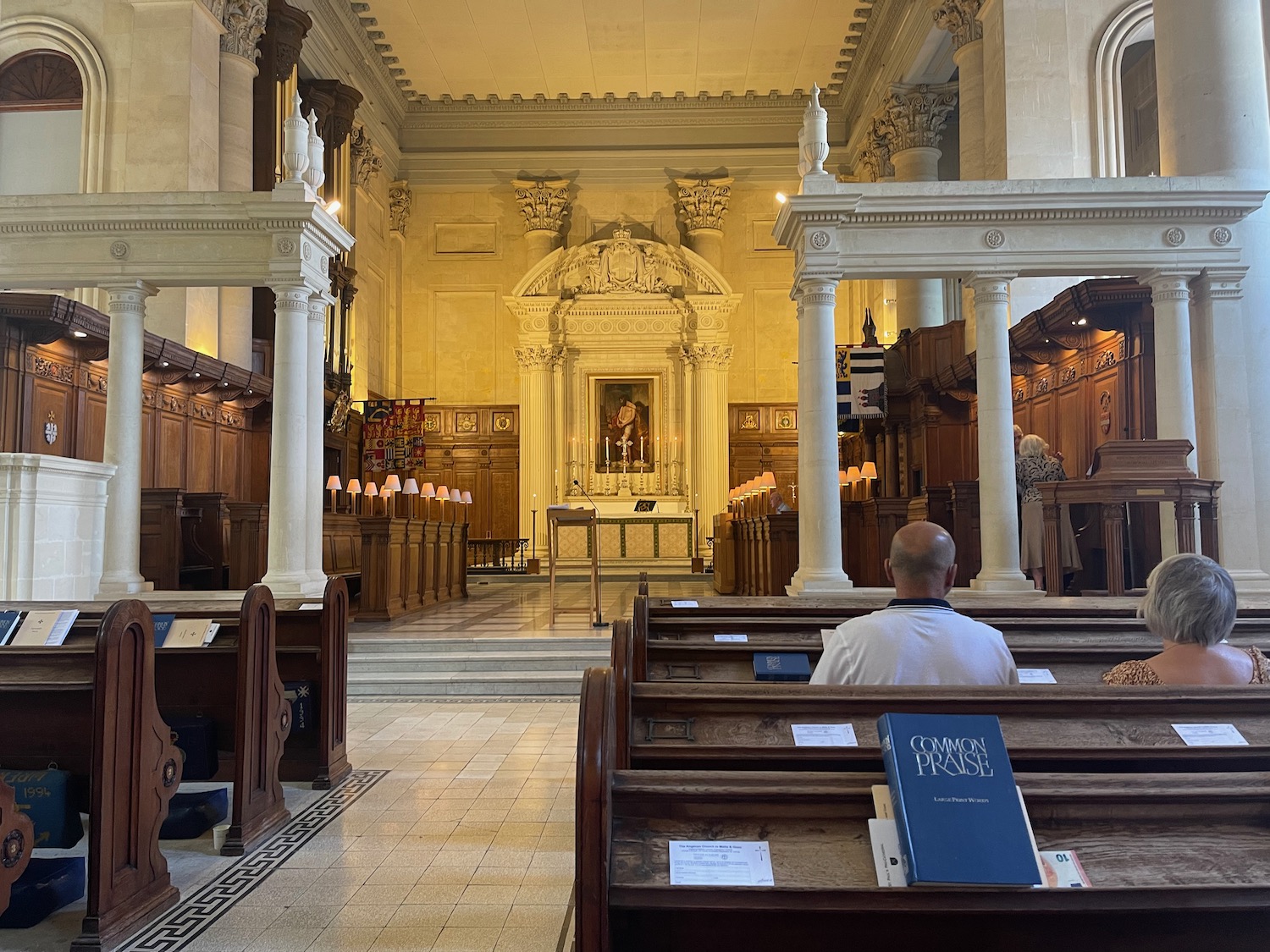 a man sitting in a church