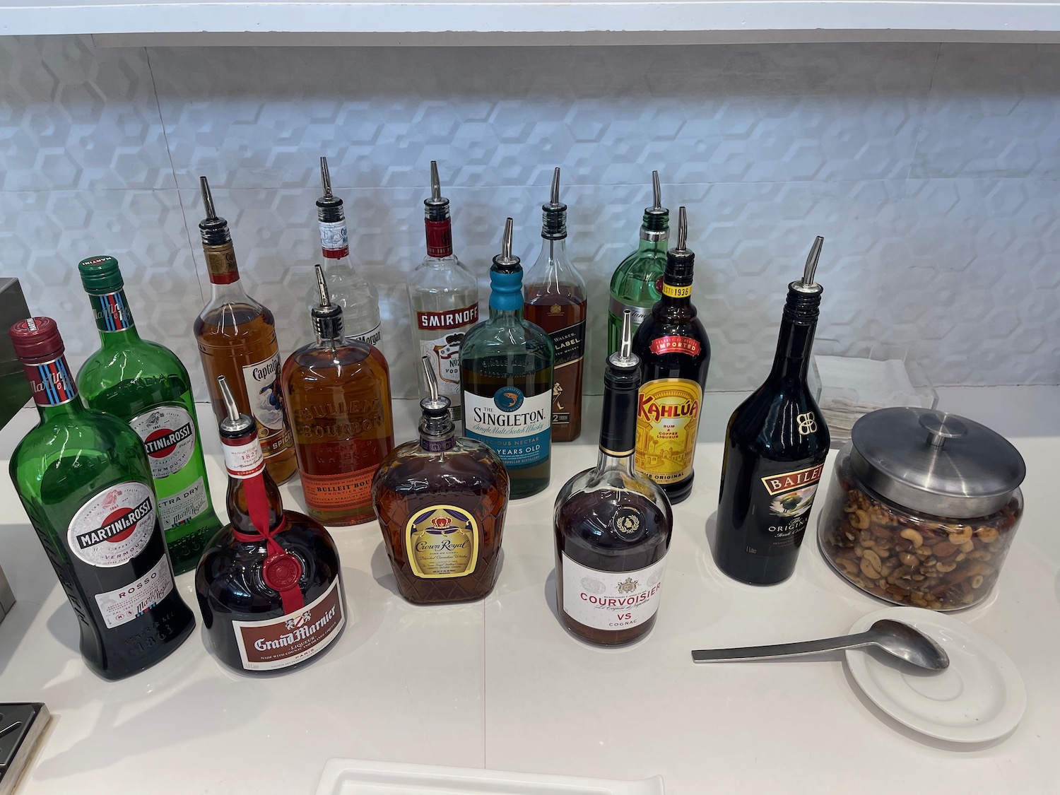 a group of bottles of liquor