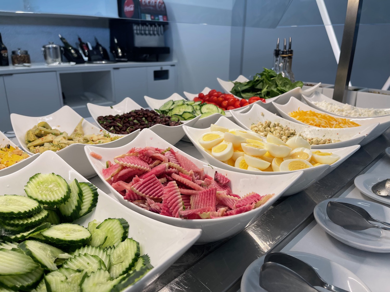 a group of bowls of food