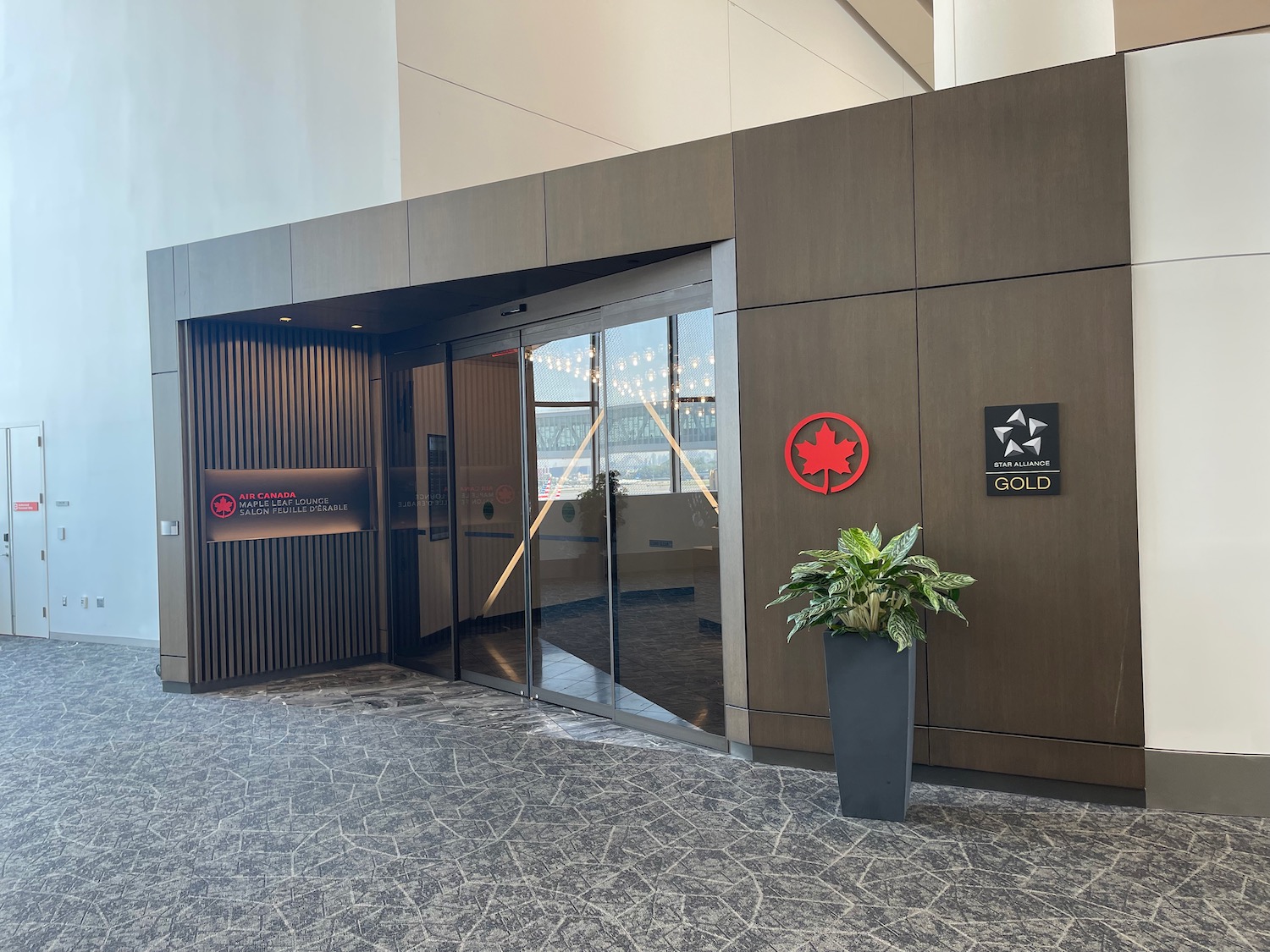 a glass doors in a building