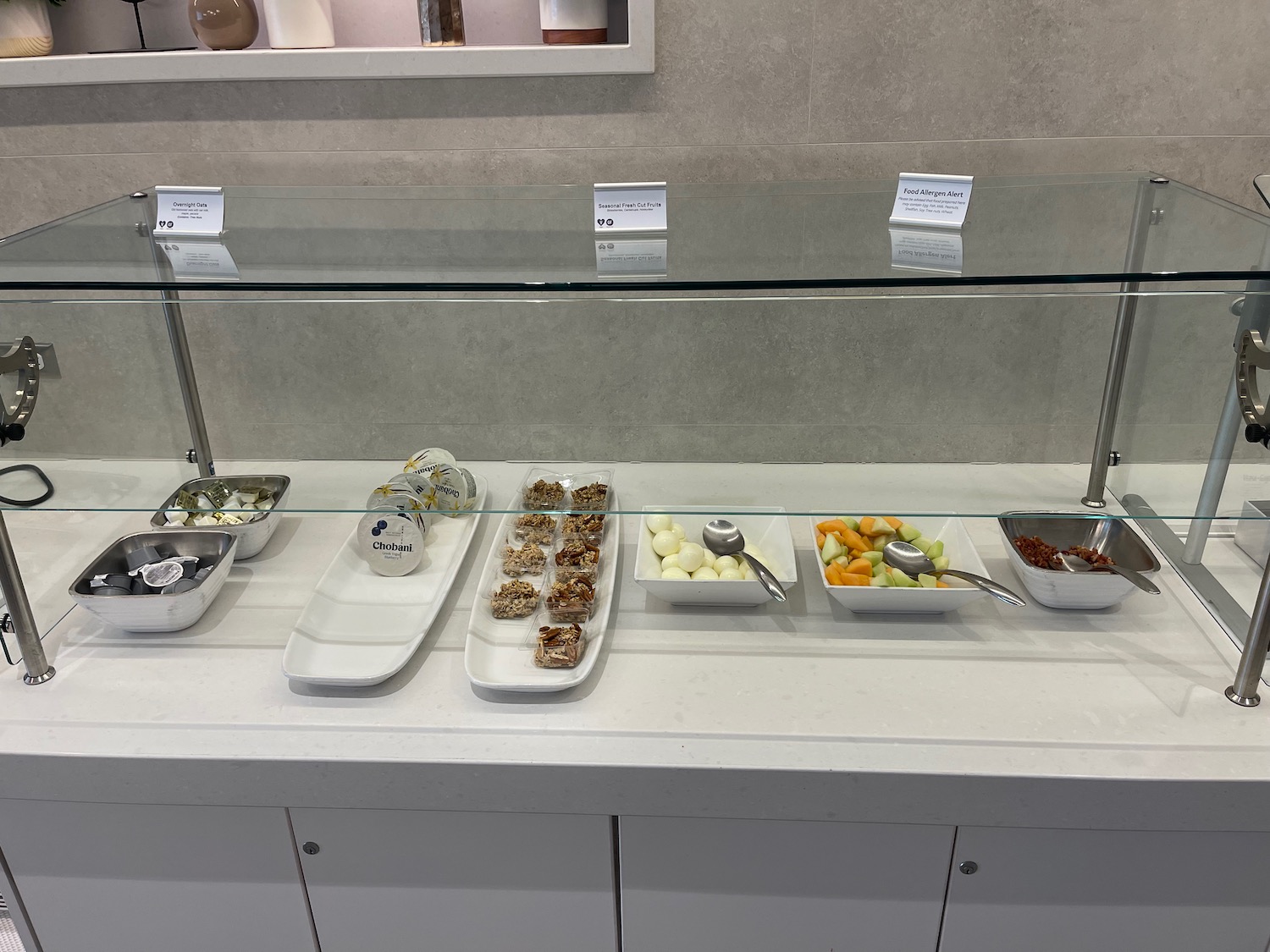 a buffet with different types of food