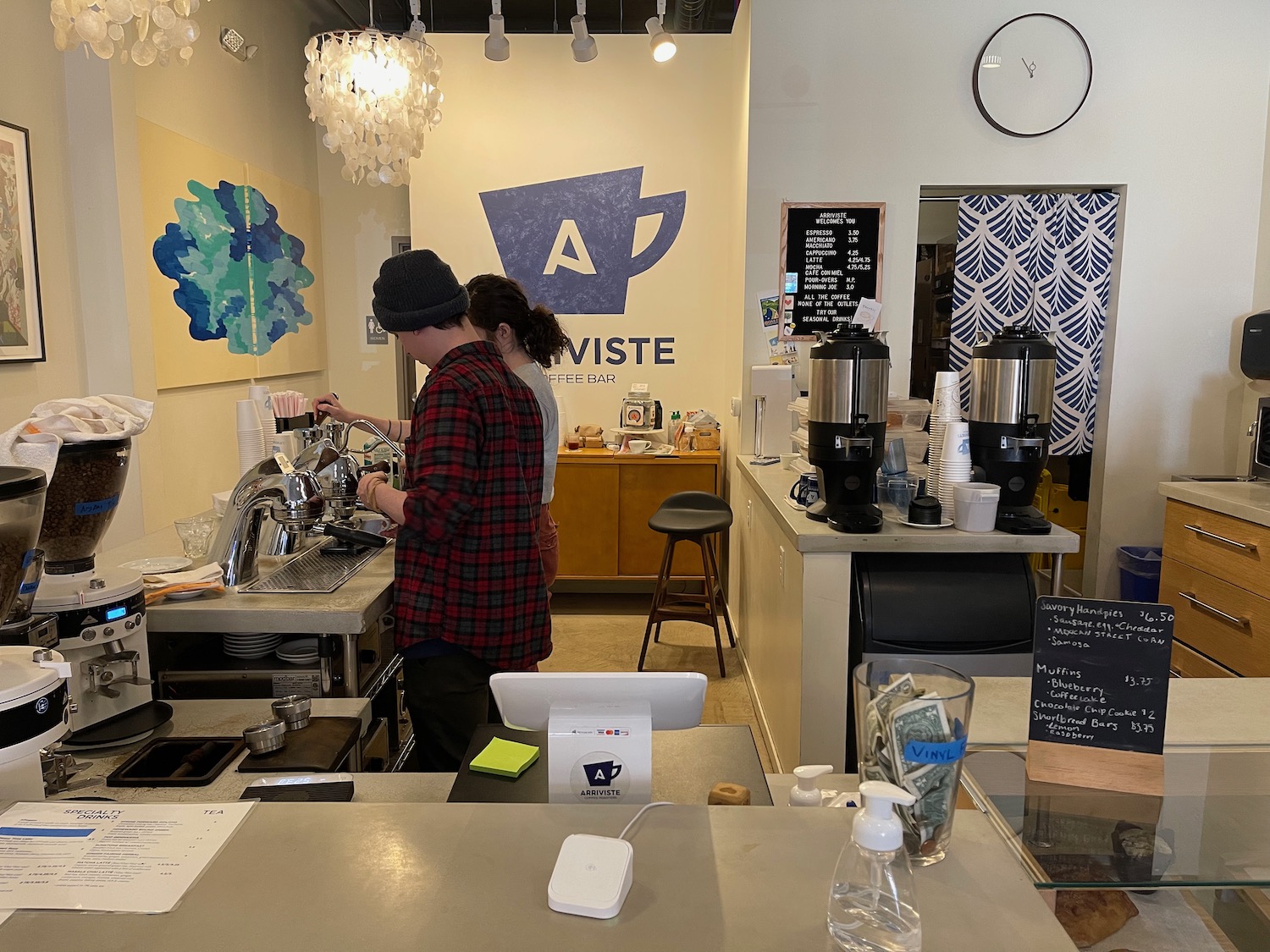 a man and woman in a coffee shop