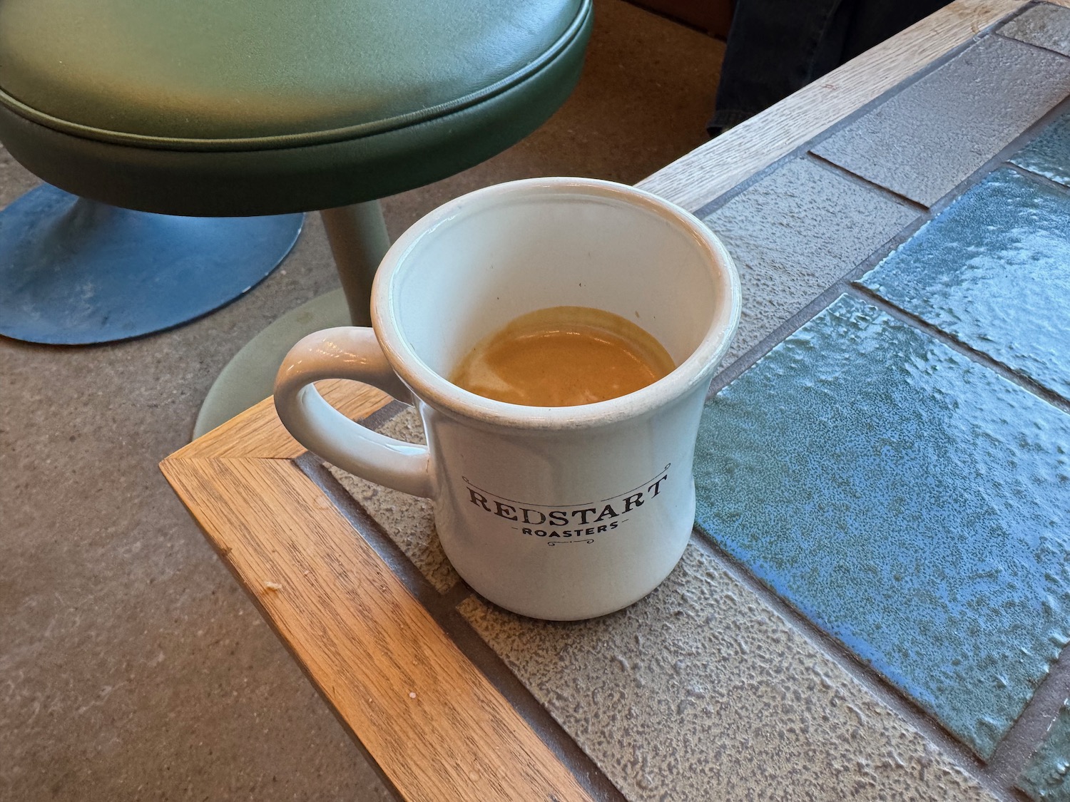 a coffee cup on a table