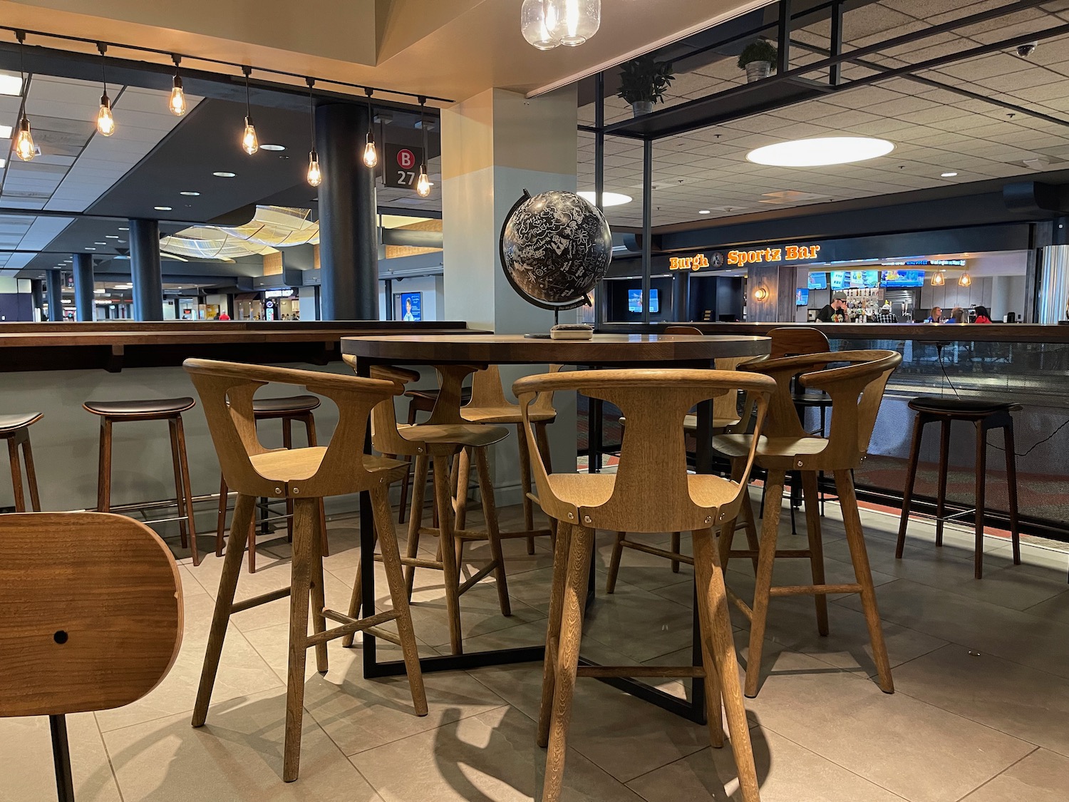 a table and chairs in a room