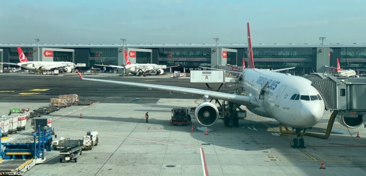 an airplane parked at an airport