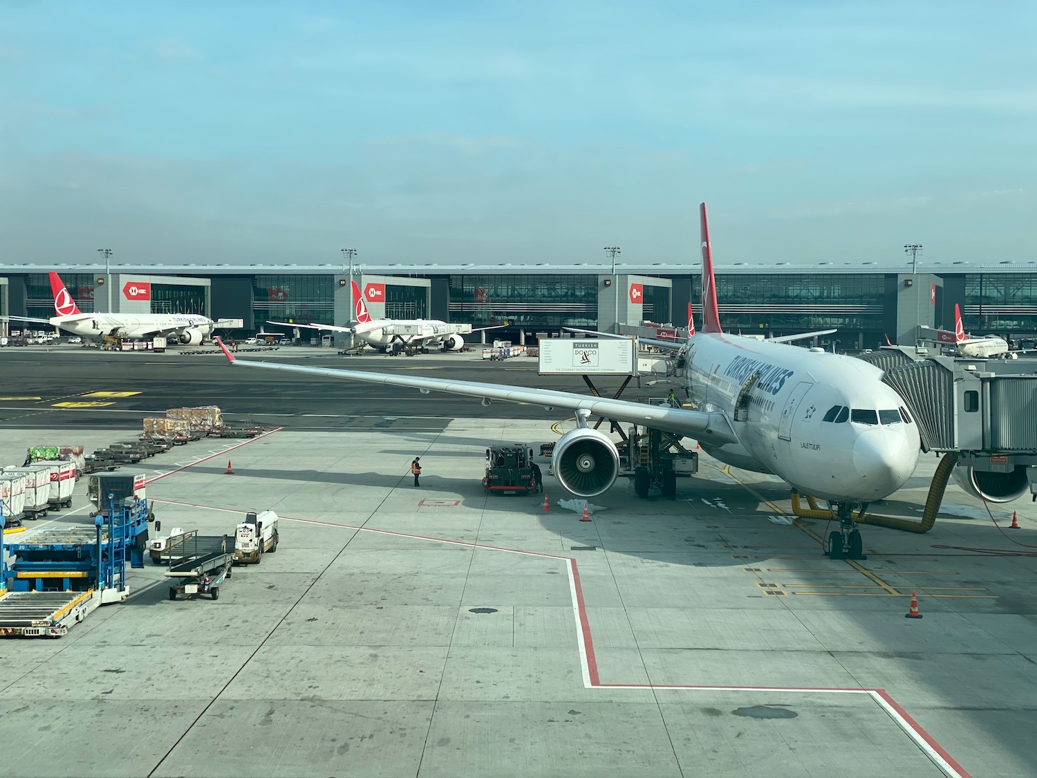 an airplane parked at an airport