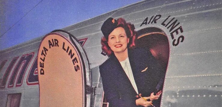 a woman in a flight attendant's uniform