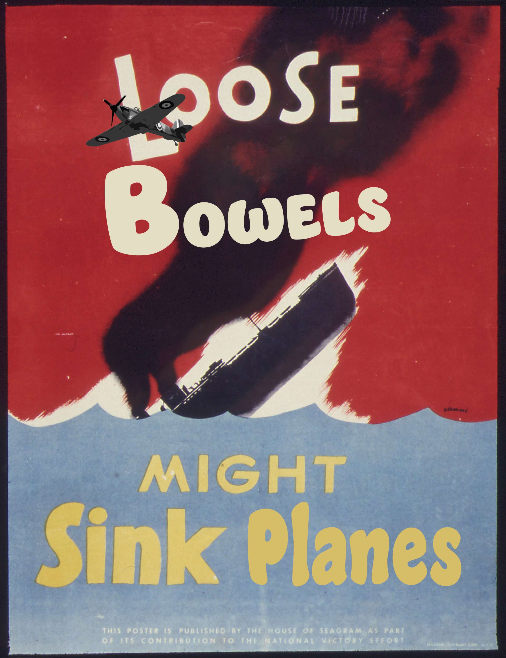 a poster of a ship and a plane