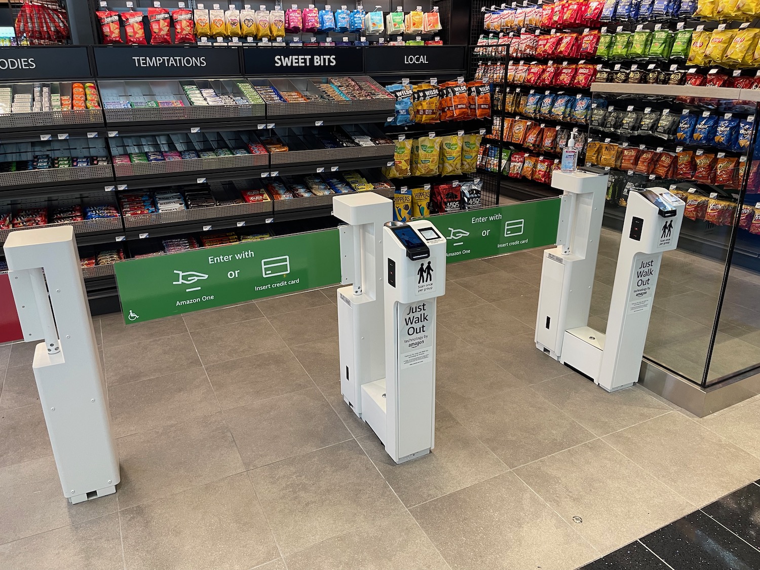 a grocery store with a few electronic machines