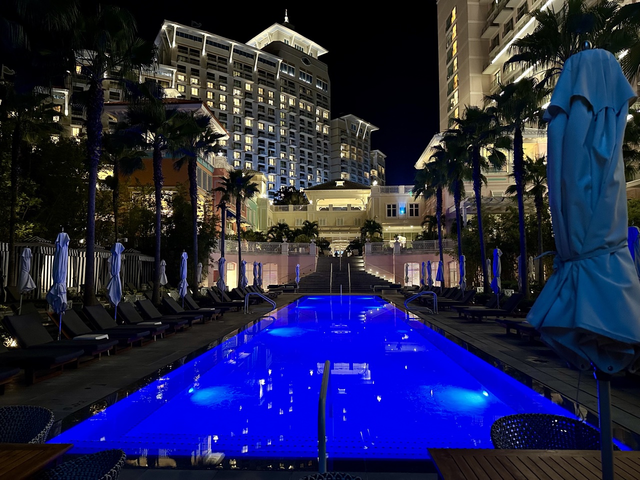 SLS Baha Mar pool at night