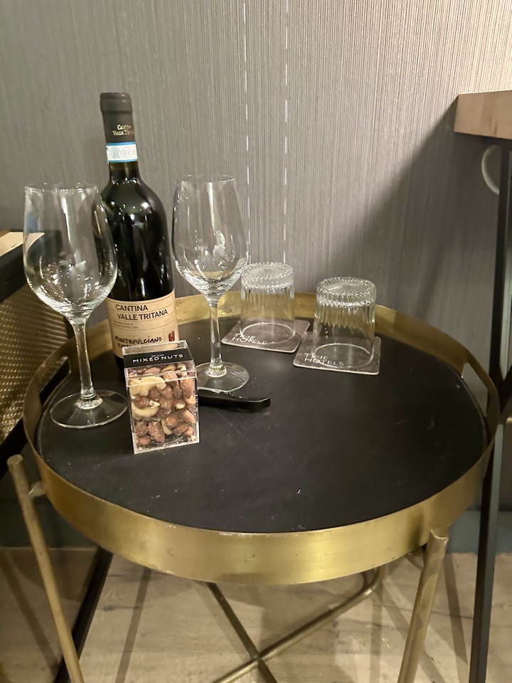 The Time Hotel New York serving table with wine