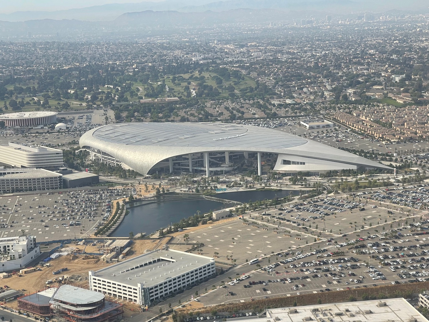 an aerial view of a large stadium