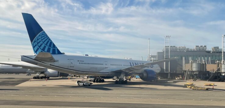 a large airplane parked at an airport