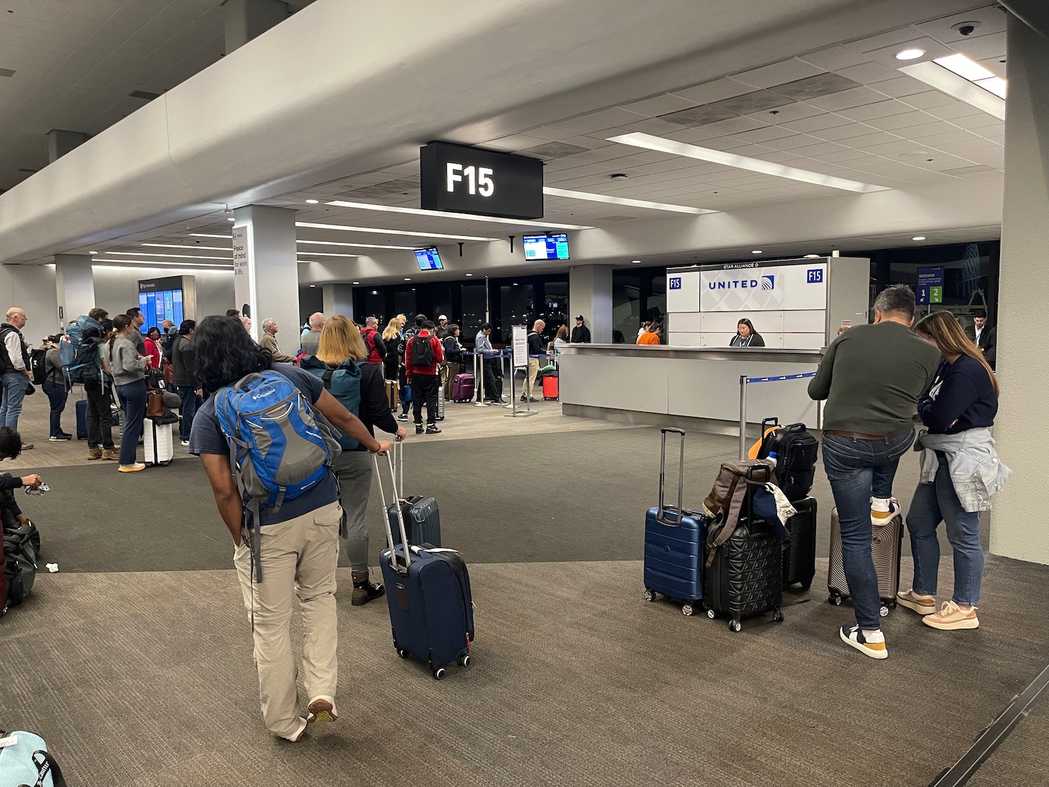 people with luggage in an airport