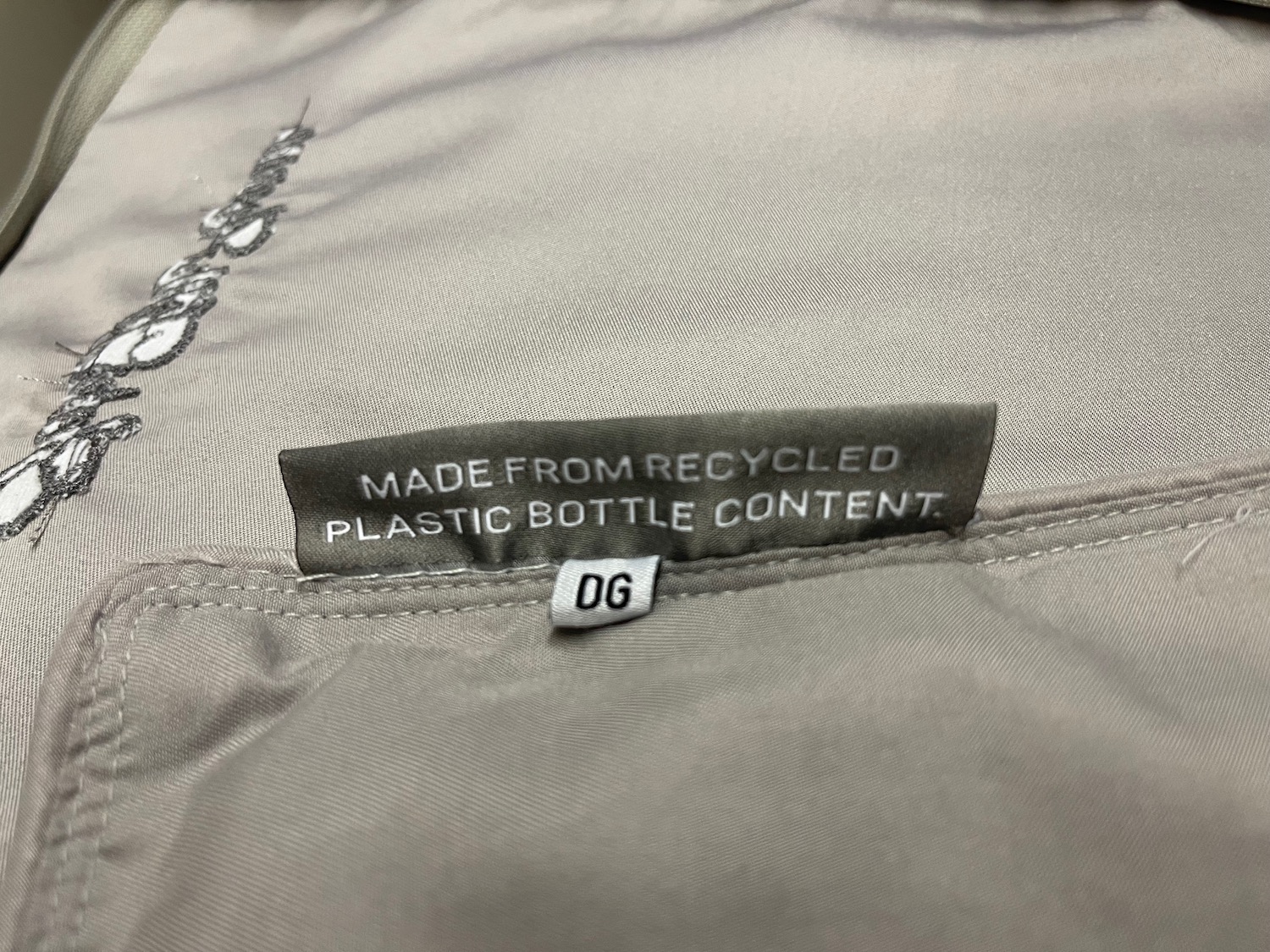 a label on a jacket