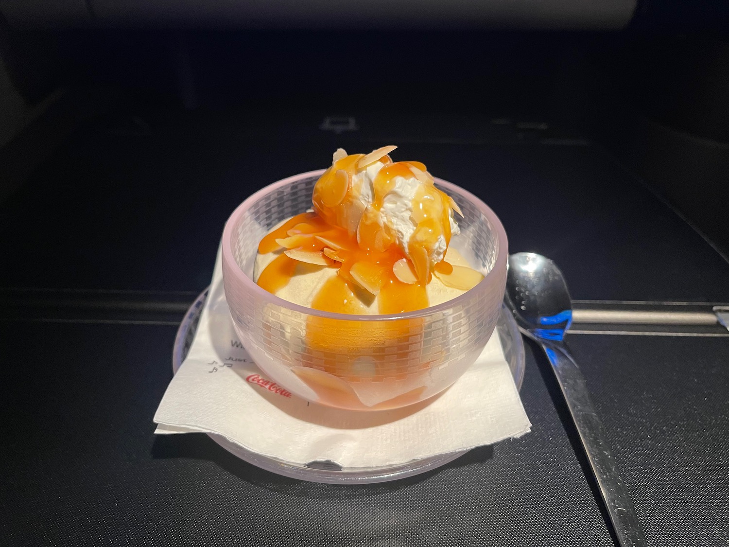 a bowl of ice cream with a spoon