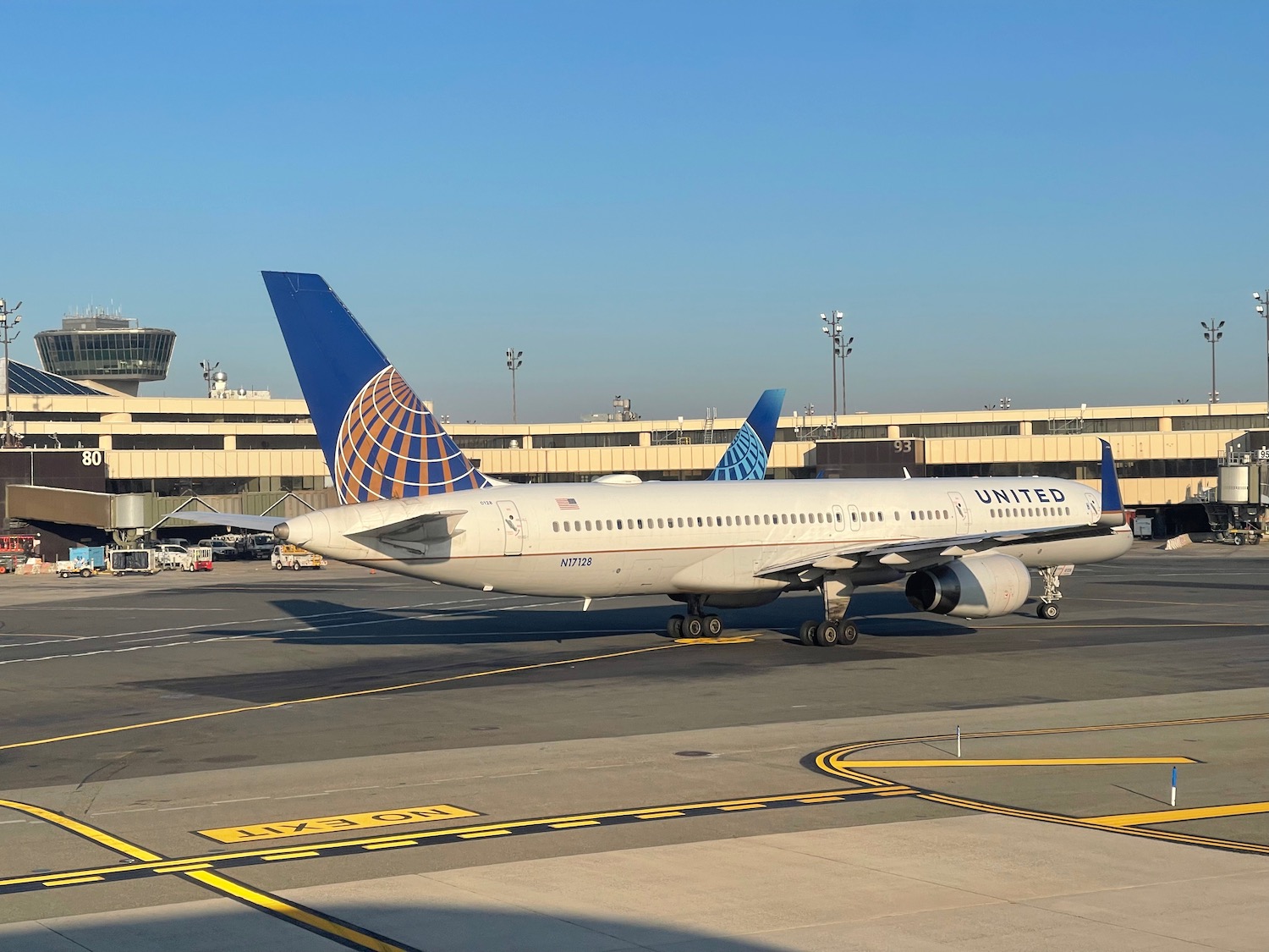 a plane on the runway