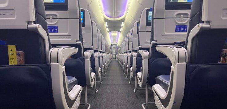 rows of seats on an airplane