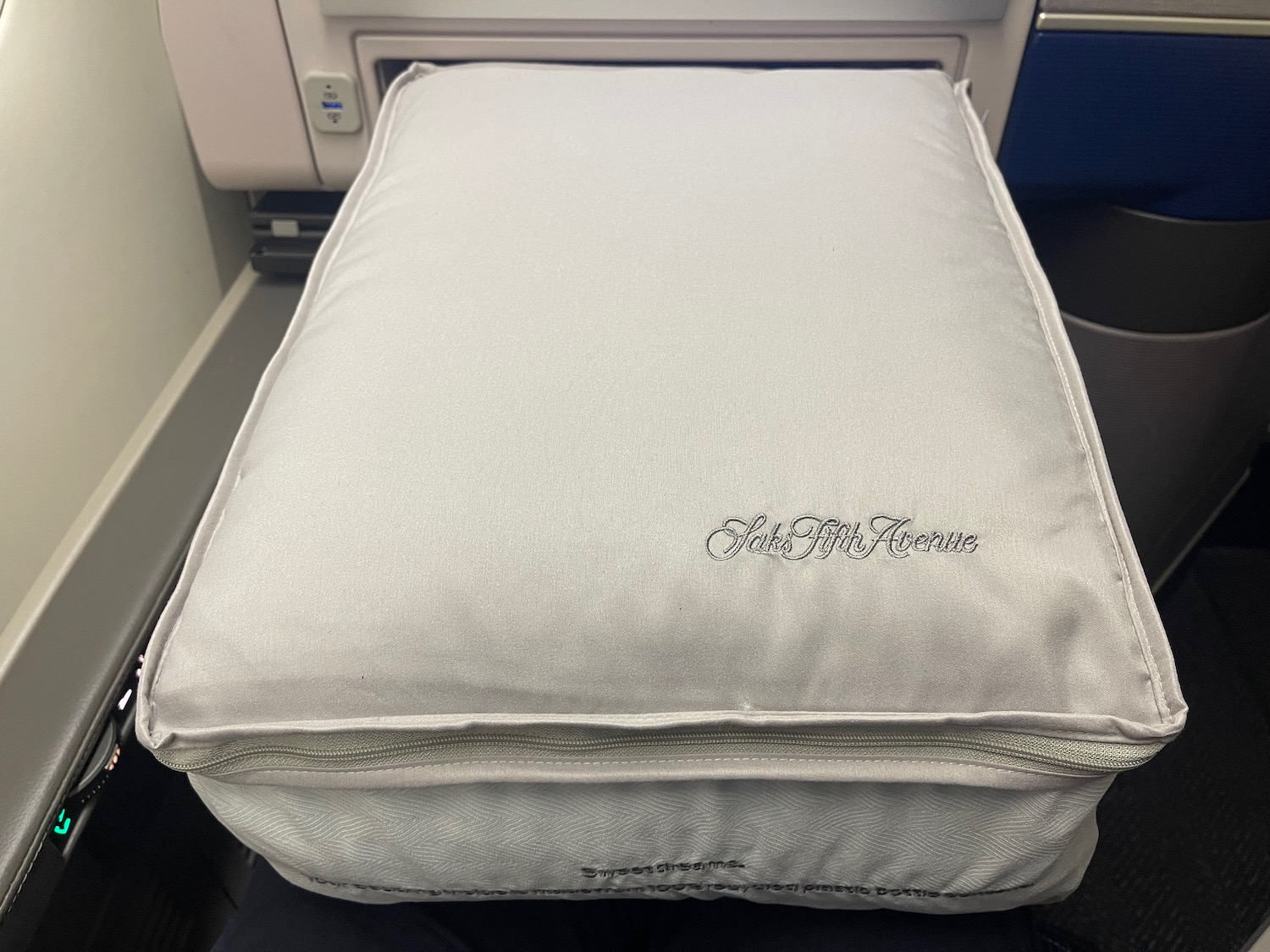 a pillow on a plane