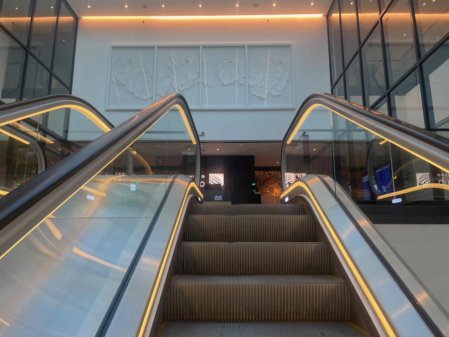 an escalator in a building