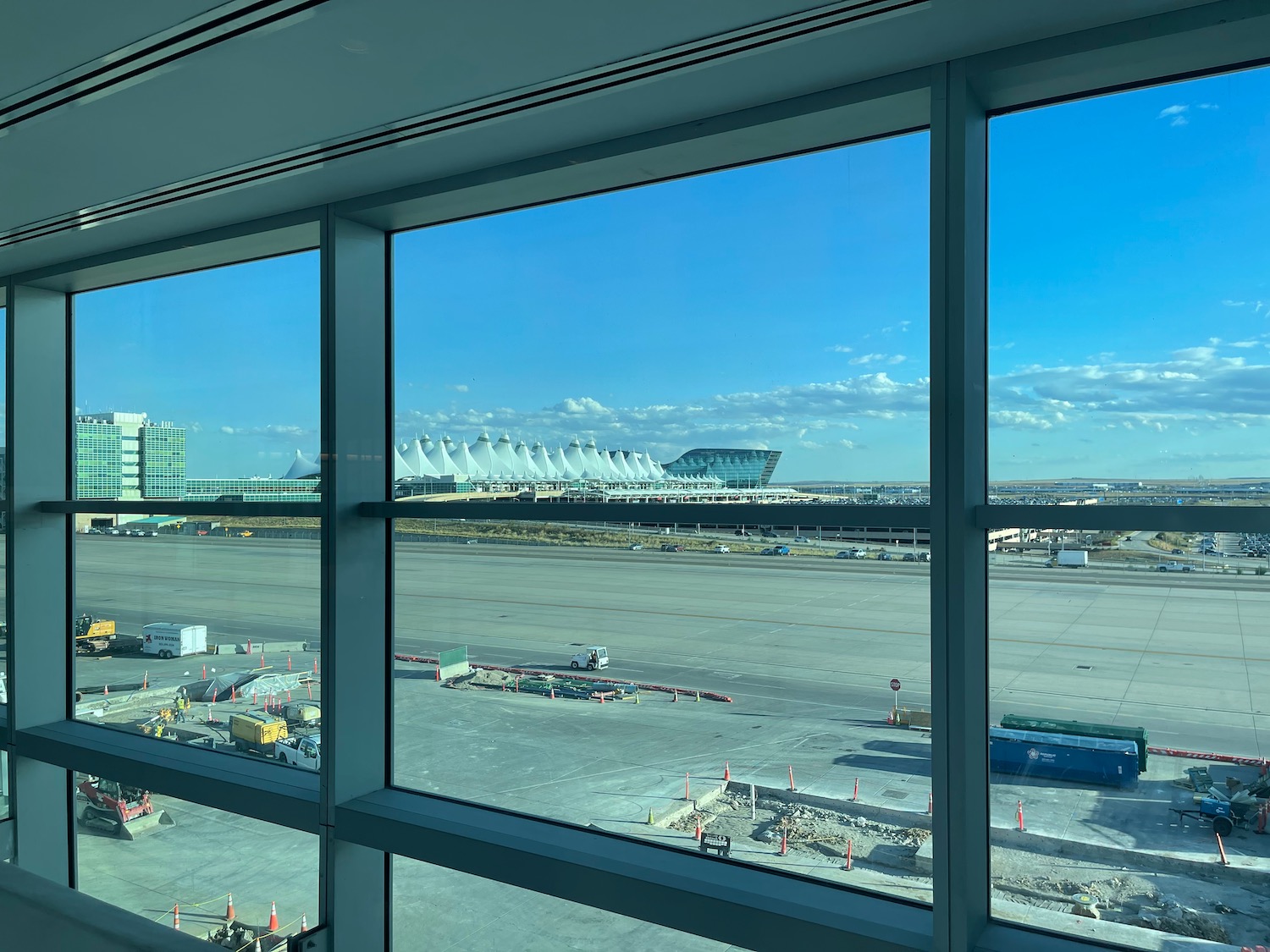 a view of an airport from a window