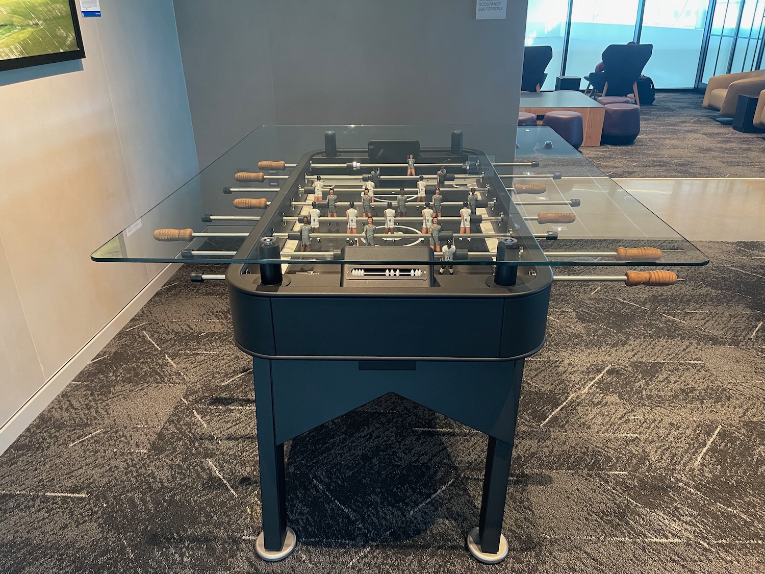 a foosball table in a room