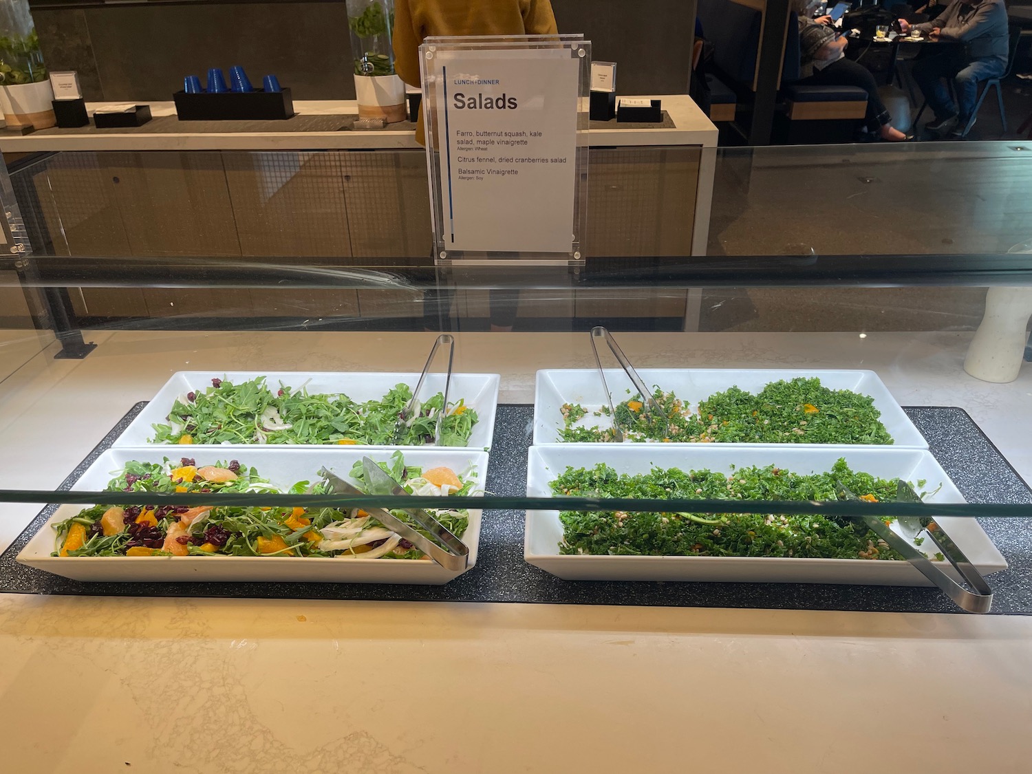 salads in a buffet line