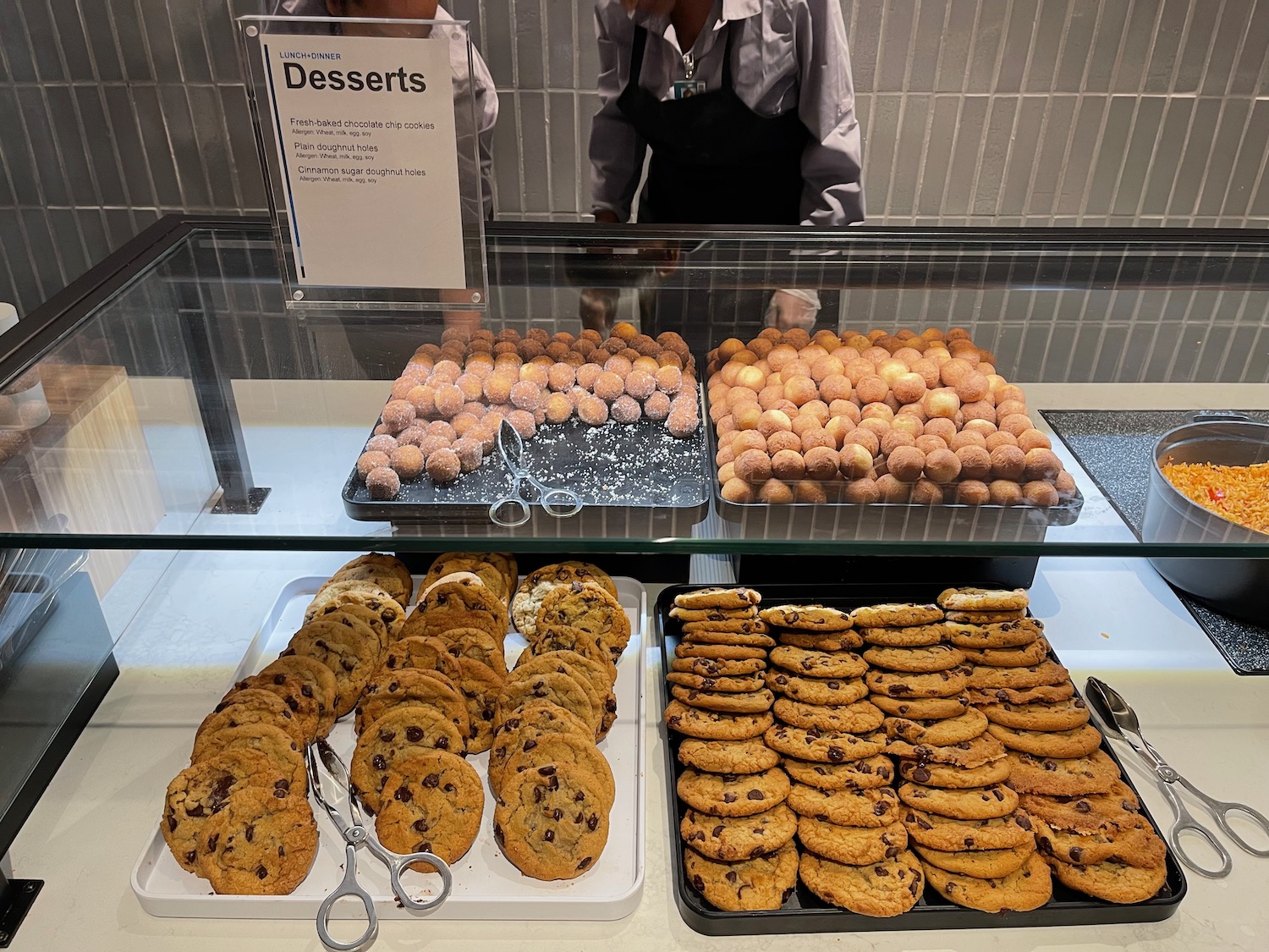 a display of cookies and desserts